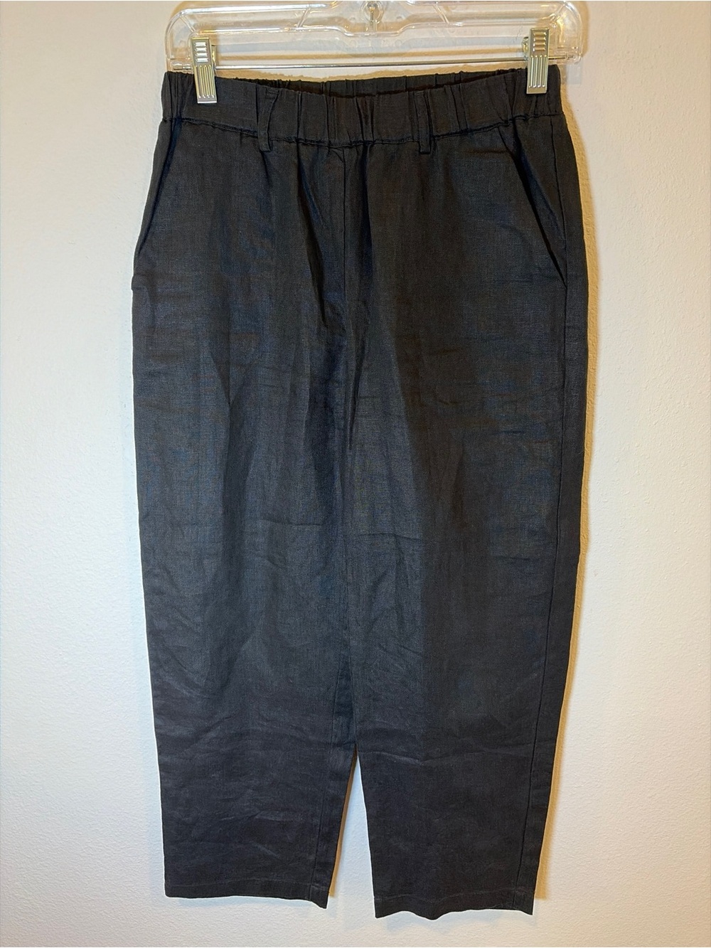 Quince 100% European Linen Pants Women XS Black Pull On Minimalist Lagenlook
